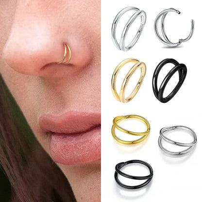 Double Septum Stacked Hoop Rings