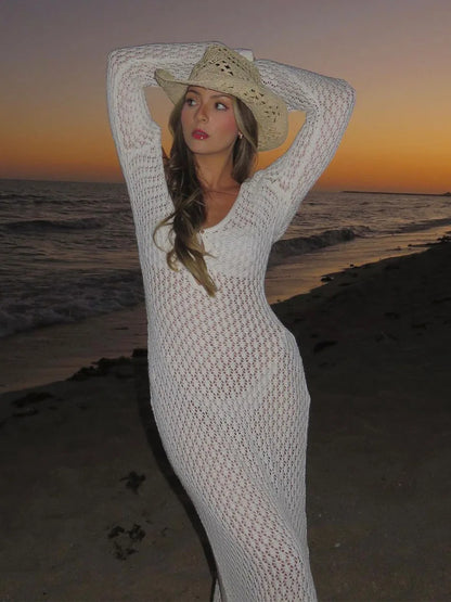 White Knit Beach Cover Up