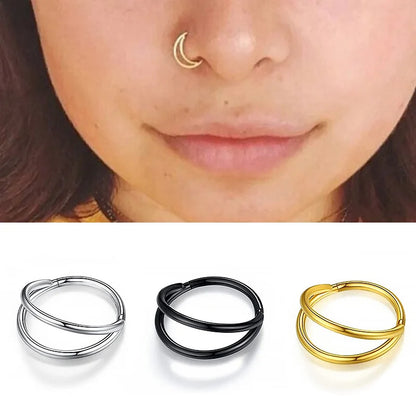 Double Septum Stacked Hoop Rings