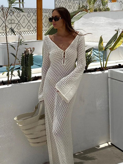 White Knit Beach Cover Up