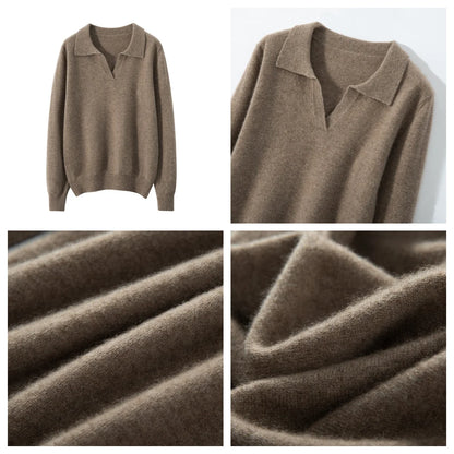 WinvyNee Cashmere Wool Polo Sweater